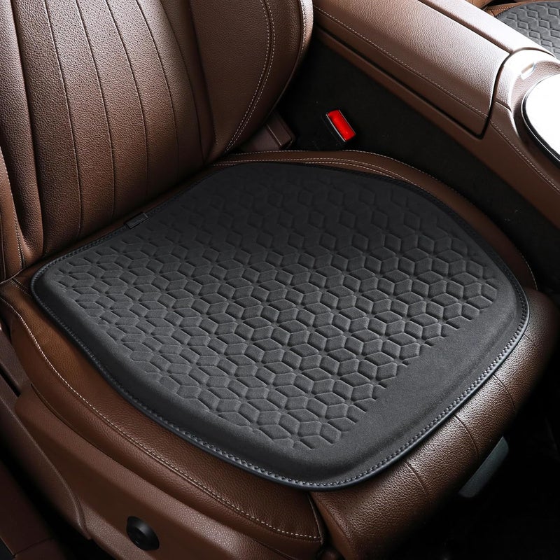 Binsheo Thin Premium Gel Seat Cushion for Car Seat, Office Chair, Wheelchair, Golf Cart - Non-Slip Car Seat Cushions with 0.7 Inch Gel - Sciatica & Coccyx Pain Relief (Suede, Black) - Image 1